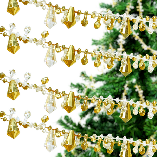 ULLIKI Sparkling Acrylic Diamond Christmas Decorations Set for Tree Ornaments, Beaded Garland Wreath Ribbon, Glass Crystal String, Table Party Wedding Door Window Hanging Decor