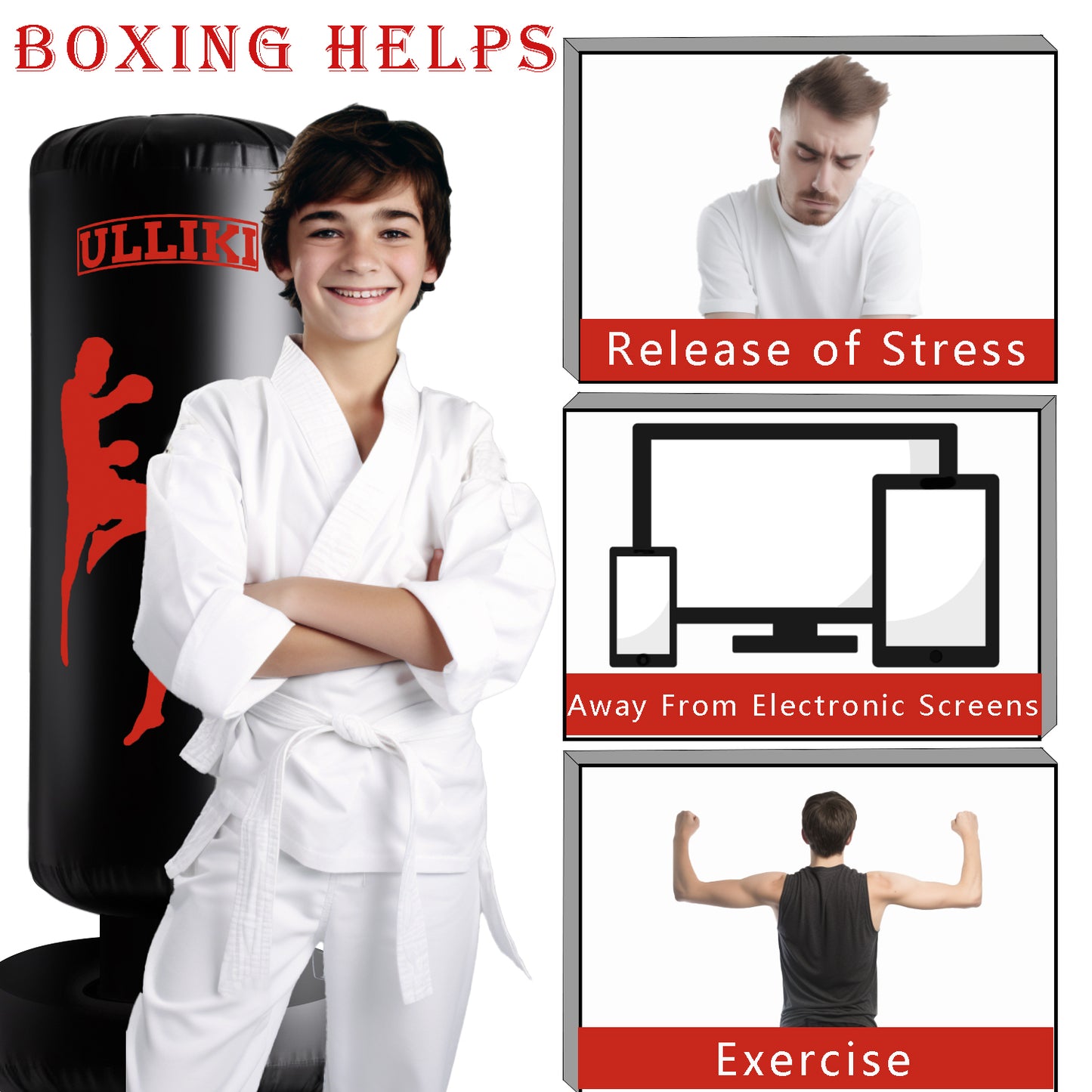 ULLIKI Inflatable Punching Bag for Kids and Adults