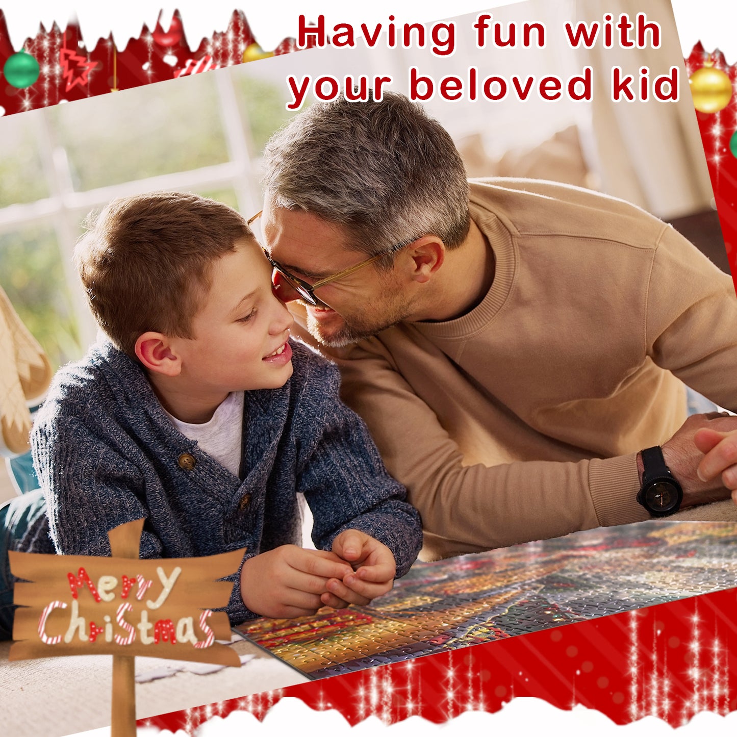 Amestrina Advent Calendar 2024 for Kids and Adults to Christmas Countdown, 1000 Pieces Puzzle Advent Calendar for Boys Girls Teens Women Men, Christmas Scene Jigsaw Puzzle Advent Calendar Gift for Familys (Red)