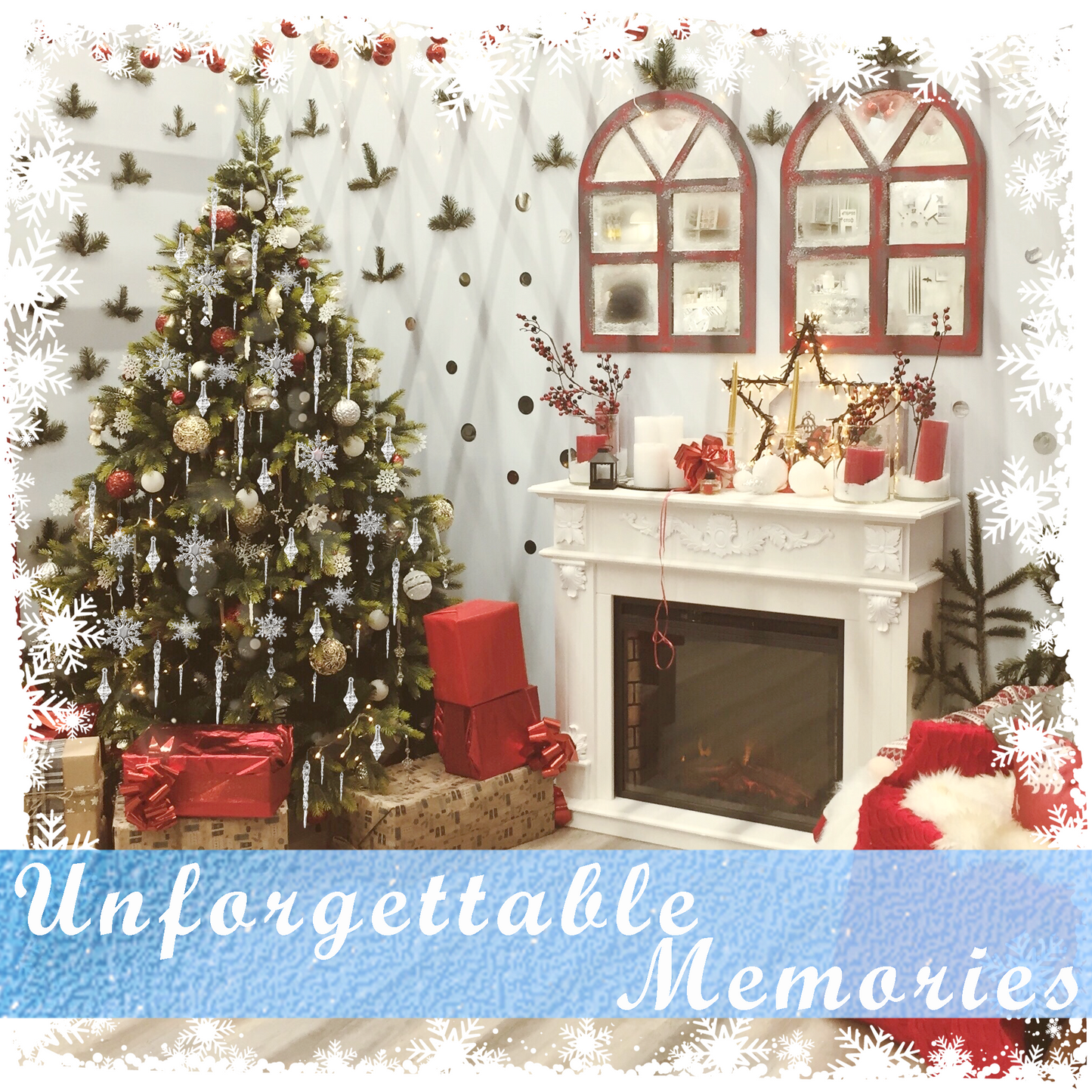 ULLIKI Christmas Tree Decorations Sets - Icicle Ornaments, Snowflake Decorations, and Clear Acrylic Hanging Crystals for an Enchanting Festive Xmas and New Year Celebration