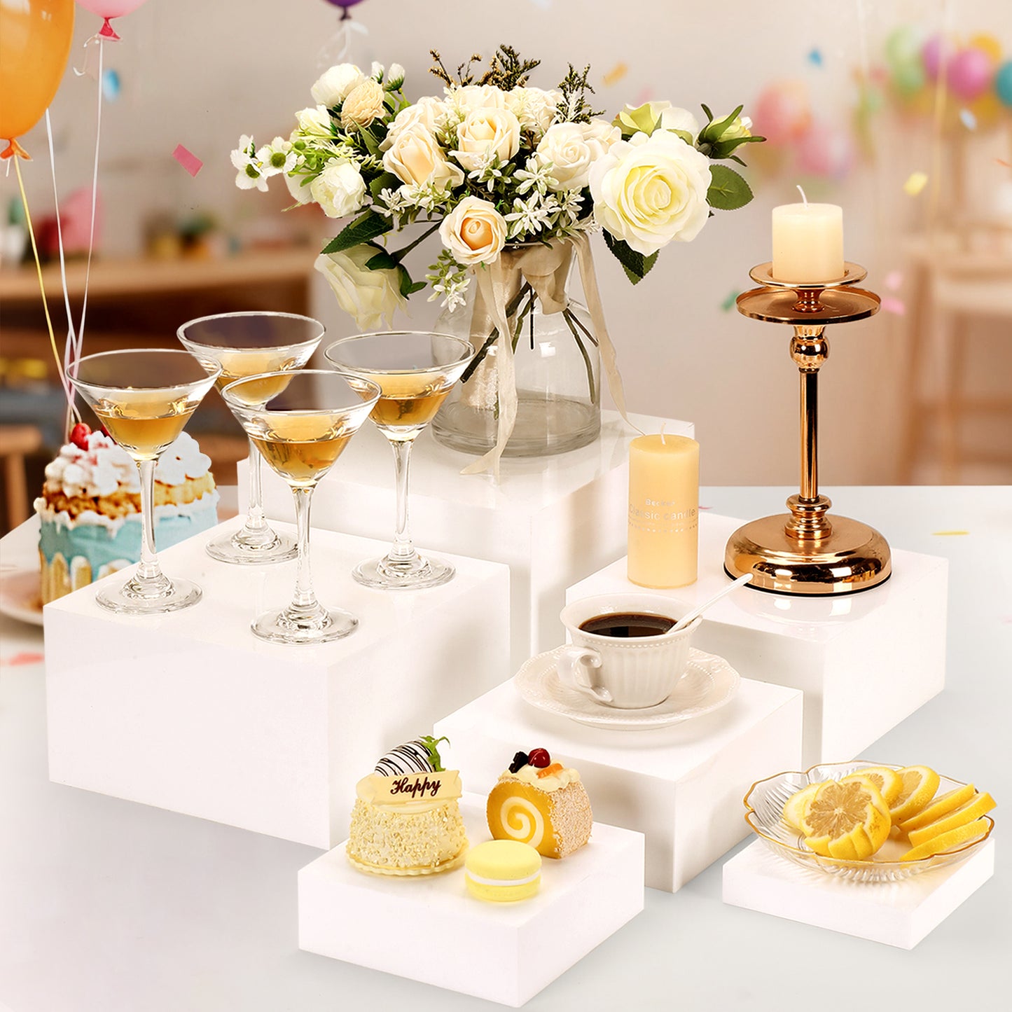 Buffet Risers and Stands, Acrylic Risers Display Stands, Dessert Table Display Set, Wedding Cake Stand, Acrylic Cupcake Stand, Catering Supplies Buffet Display, Birthday Cake Stands for Party