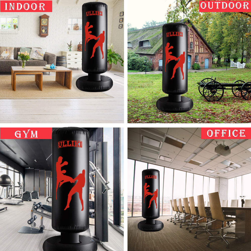 ULLIKI 65" Punching Bag for Adults and Kids with Gloves - Freestanding Heavy Boxing Bag, Inflatable Boxing Training Equipment Practice Daily Boxing Activities Gift for Kids, Men, Women, boy, Girl