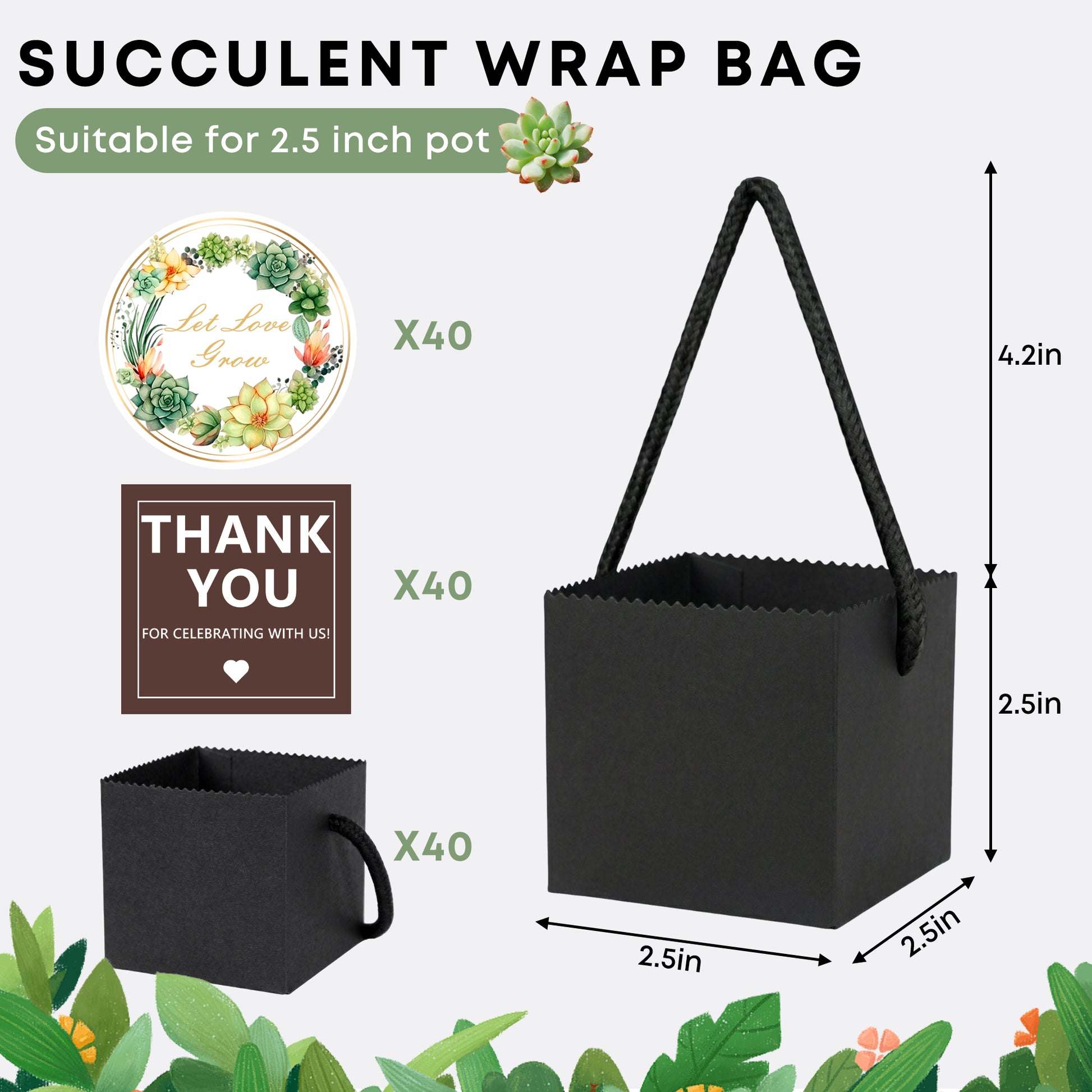 succulent gift bags 2.5 Inch Succulents Wrap Bags with Thank You & Let Love Grow Stick – Ulliki Official