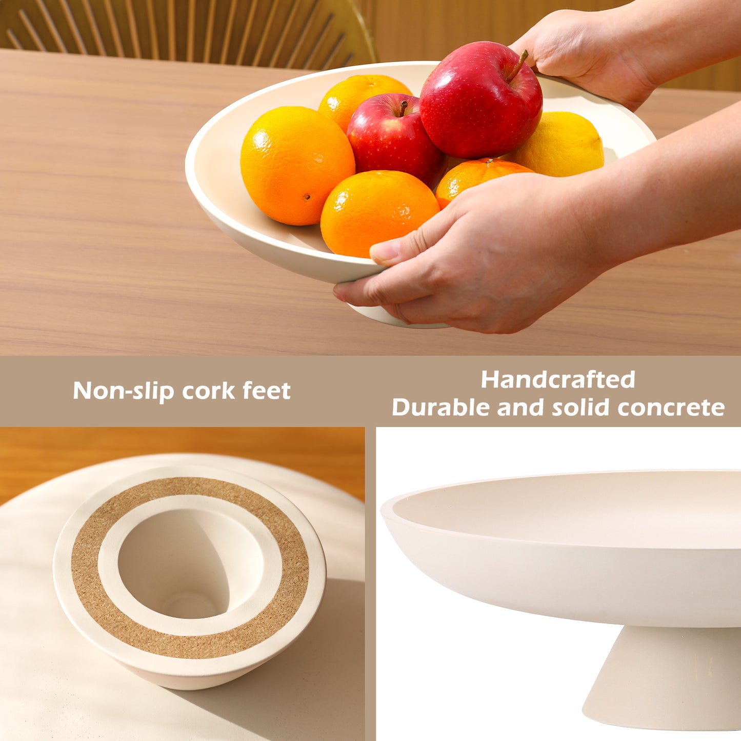 Large Decorative Bowl for Home Decor, Large Fruit Bowl for Kitchen Counter, Key Bowl for Entryway Table